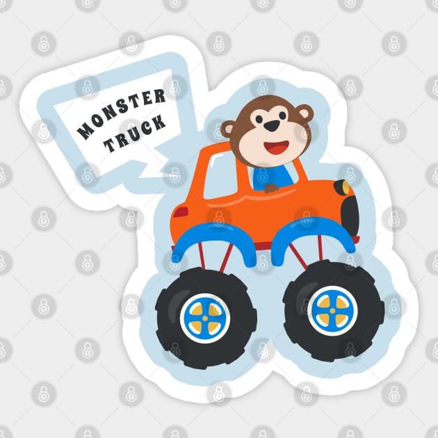 illustration of monster truck with cartoon style. Sticker by KIDS APPAREL